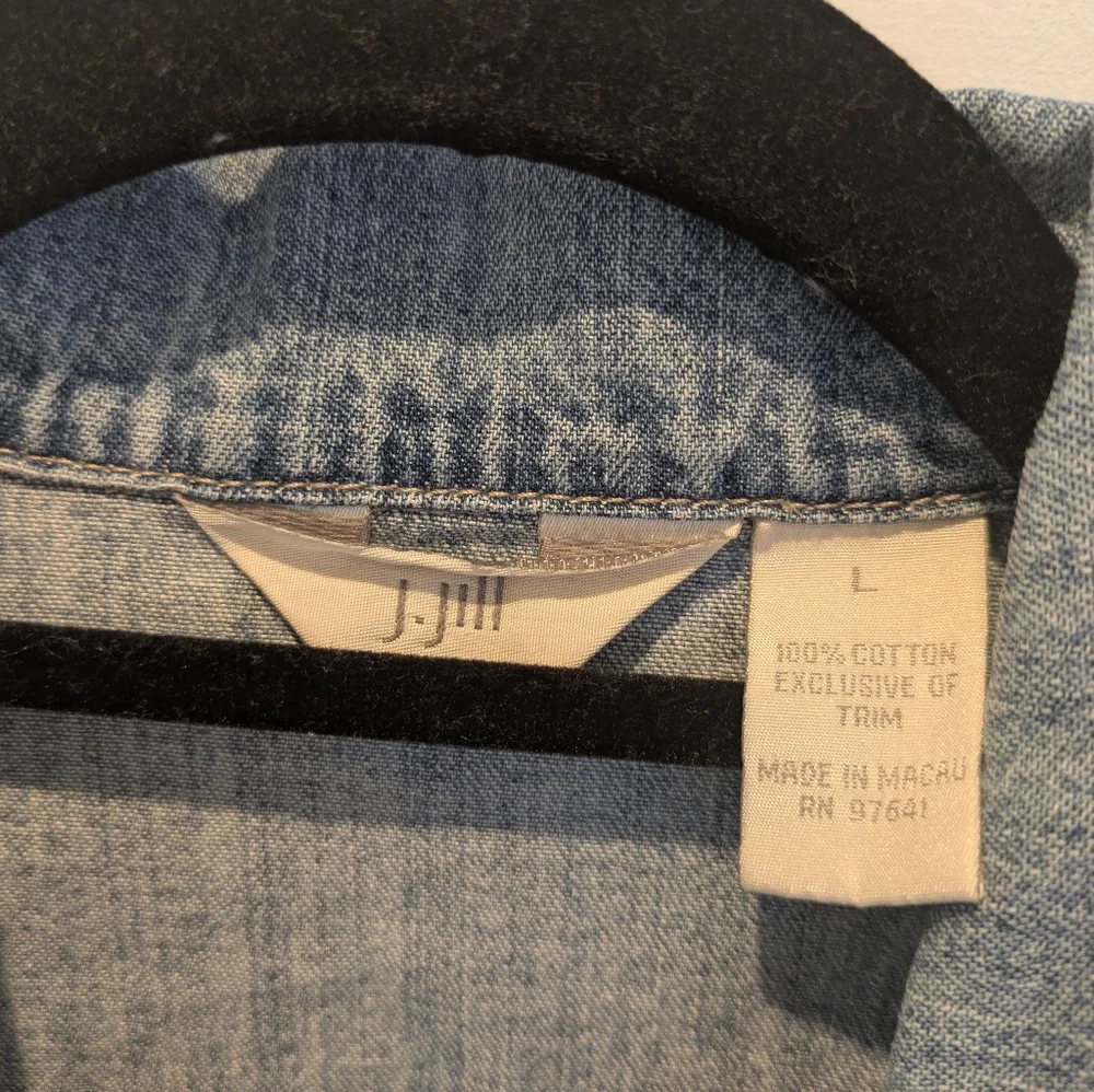 J JILL DENIM JEAN Denim Shirt Jacket Medium Wash Fitted - Picture 6 of 9